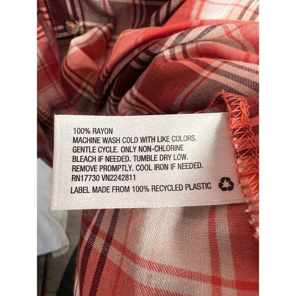 Ava & Viv Women's Plaid Button-Down Shirt Size 1X Long Sleeve Red-White-Brown - Picture 10 of 10